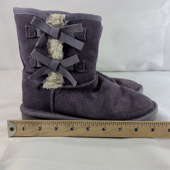 Koolaburra UGG Victoria Short 1019372 Elderberry Purple 3 Kids Suede Lined Boots - Picture 3 of 14